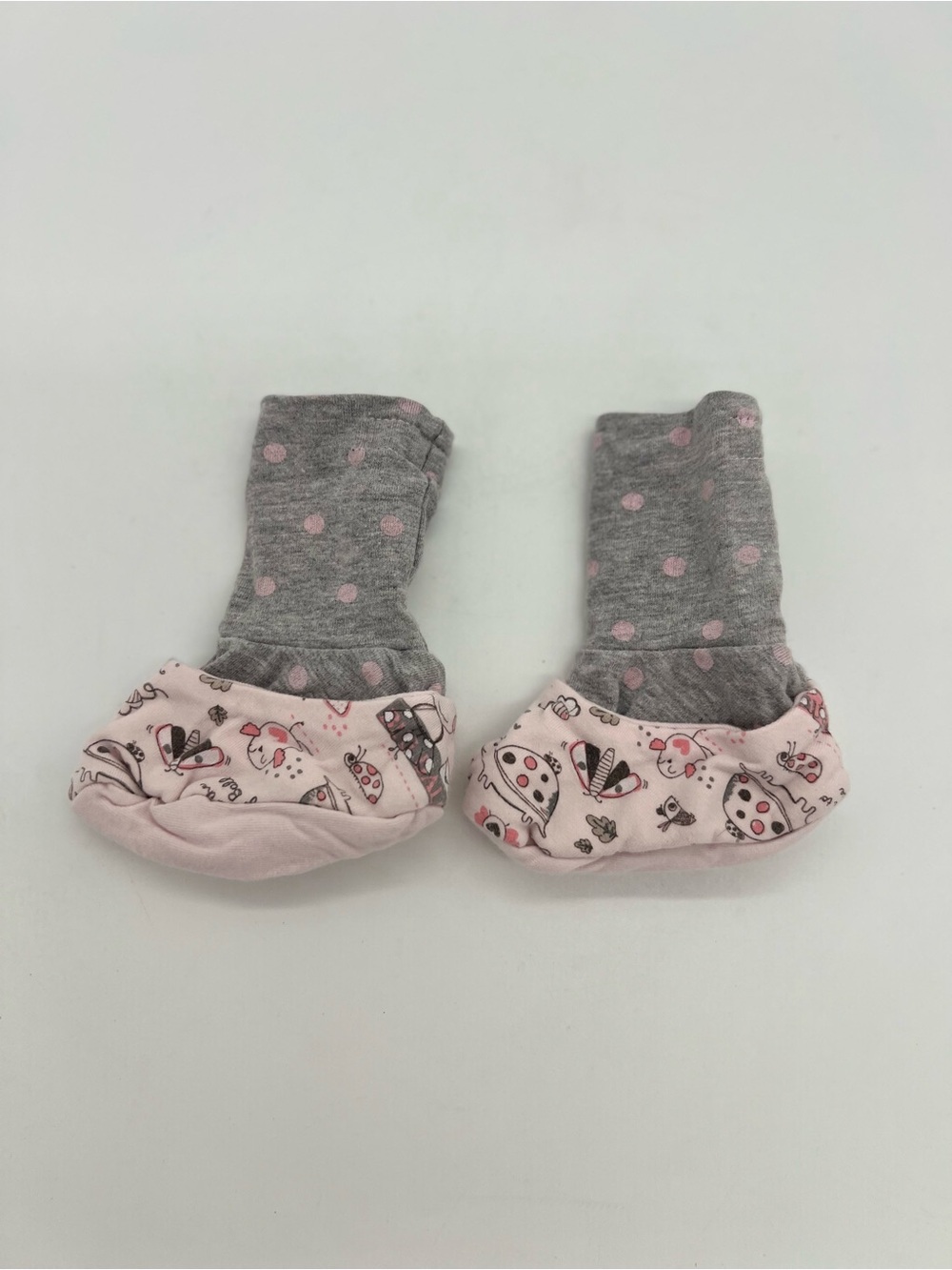 Baby Girls Pink Gray Polka Dot Cotton Socks 0-12 Months